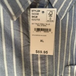 Lands' End women’s Oxford Blue and White Striped Shirt  cotton